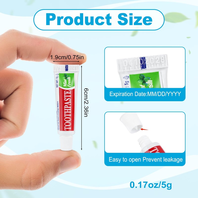 Travel Size Toothpaste in Bulk, Disposable Mini Mint Flavor Toothpaste