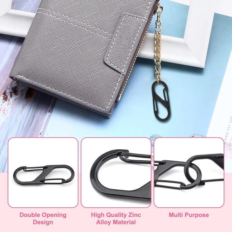 21pcs Zipper Clips Anti Theft 5 Sizes Alloy S Carabiner