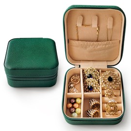 Boutique De Luxe Jewelry Organizerers, PU Leather Travel Jewelry Organizer, Jewelry Box For Women (Green)