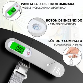 Digital Luggage Scales for Luggage and Suitcases up to 50 kg Weight, USB Type C, Portable Travel Scales with LCD Display with Backlight, White