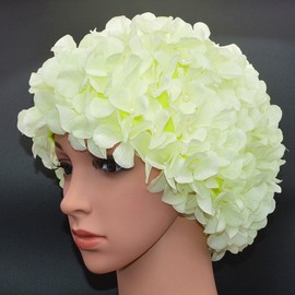 Medifier Vintage Floral Petal Retro Swim Caps Bathing Caps for Women Light Green