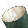 Modern Forest Green Cotton Fabric Drum Lamp Shade with Gold