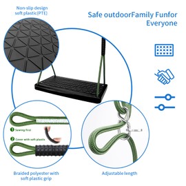 Heavy Duty Swing Seat, Non Slip Tree Swing Set with Adjustable Rope, Playground Swing Set Accessories for Kid Indoor Outdoor Backyard (Black)