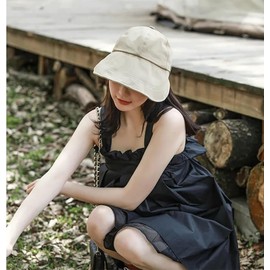 Tzrcyc Women's Cap, Hat, UV Protection, Back Ribbon Cap, With Ribbon, Hat, Casket, UV Protection, Sun Protection, Large Brim, Size Adjustable, Breathable, Small Face Effect, Cute, design 3