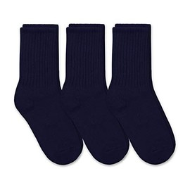Jefferies Socks Boys' School Uniform Ribbed Crew Dress Socks 3 Pack, Navy, Medium