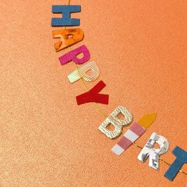 PAPYRUS Birthday Card Handmade Happy Birthday Banner on Orange