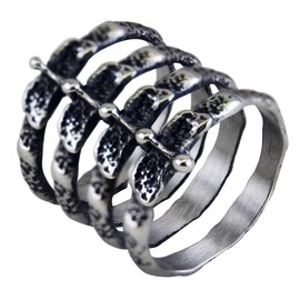 Gothic Punk Spine Skeleton Ring Bone Stainless Steel Rings for Men Women Jewelry Present (949, 8)