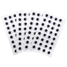 TOAOB 4 Sheets Googly Eyes Stickers Self Adhesive Wiggle Eyes 10mm Plastic Craft Sticker Eyes for DIY Crafts Scrapbooking Decoration