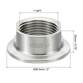 PATIKIL 1.5 Inch TC Tri Clamps Adaptor, Tri-Clover Fittings to NPT 1" Female Sanitary Thread Adaptor 304 Stainless Steel for Food Beverage Dairy, Ferrule 50.5mm