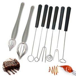6 Candy Dipping Tools Chocolate Dipping Fork Spoons Set 2 Culinary Drawing Decorating Spoon Set,Stainless Steel Kitchen Cooking Tweezers Tongs Icing Spatula for Decorative Plates Making Desserts