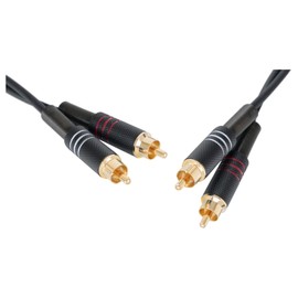 Pronomic Stage Audio Cable - Professional Audio Cable - RCA to RCA - High Quality Plugs and Shielding - Length: 3 m - Includes Cable Velcro - Black