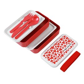 I-TOTAL® - Lunch Box with Two Levels and Cutlery with Valve (Follow Your Heart)