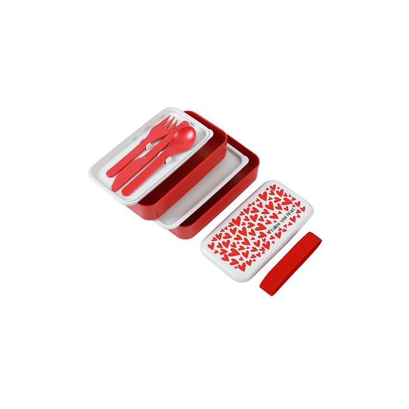 I-TOTAL® - Lunch Box with Two Levels and Cutlery with