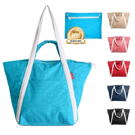 Bodysurf Packable Travel Beach Tote Bag, Ripstop Nylon, Waterpoof, Sand Proof Fabric, Lightweight, Packable & Foldable - Medium Size for Cruise, Swim, Pool, Vacation, Men, Women - M, 13.5 x 21 x 8 in