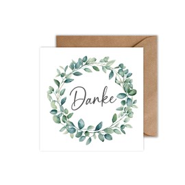 WBdesignz 10 x Thank You Cards with Envelope Leaf Wreath - Thank You Card Wedding Leaving Card Thank You Card Set (Square)