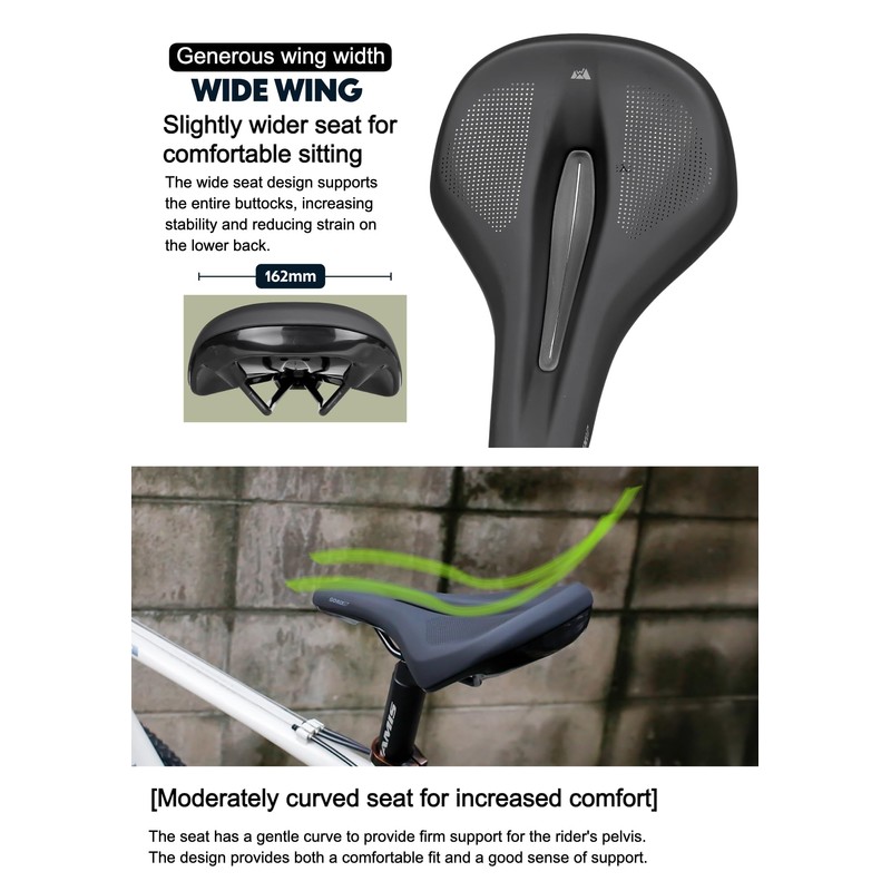 GORIX Bike Saddle Seat Wide Hole Shock Absorption Waterproof Soft