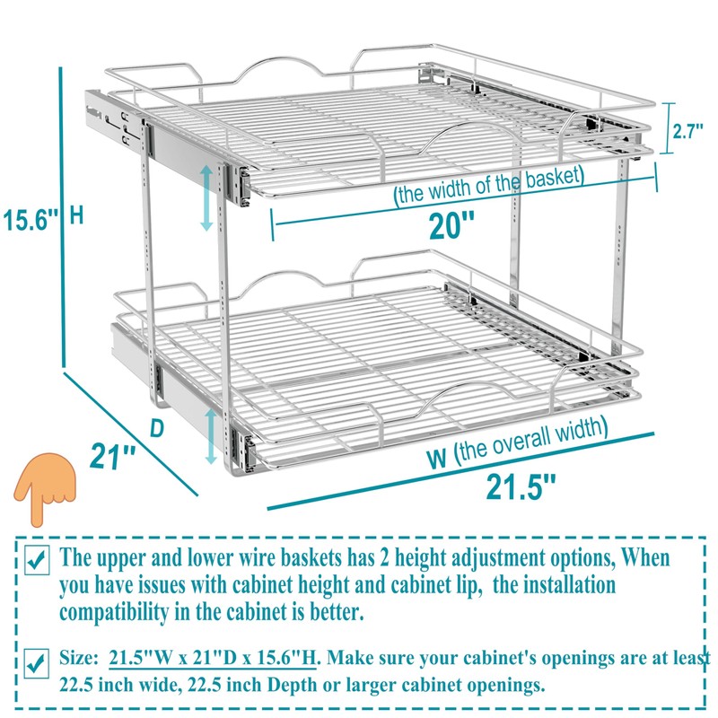 OCG 2 Tier Pull Out Cabinet Organizer (21.5" W x