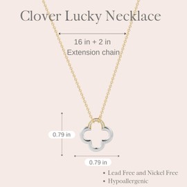 HYJLC Four Leaf Clover Pendant Necklace for Women white Gold Plated CZ Clover Necklace Lucky Simple Dainty Jewelry Gifts for Women