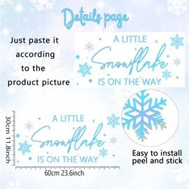 A Little Snowflake Is on the Way Wall Decal, Snowflake Baby Shower Decal, Winter Gender Reveal Party Supplies Blue Silver