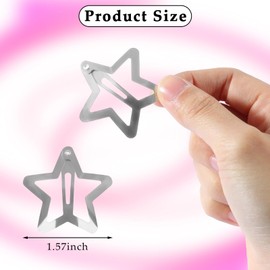 15 PCS Silver Metal Star Hair Clips 2000s Y2K Hair Clips Non Slip, 1.57" Stylish Star Hair Clips for Women