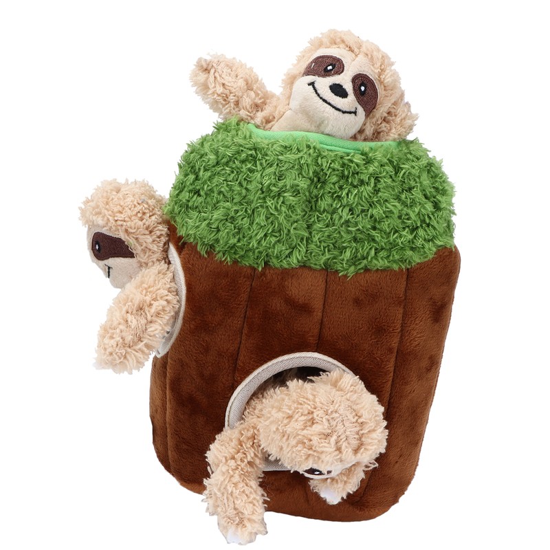 Sloth Trunk Holes Toys for Dog Squeaky Plush Toys Hide
