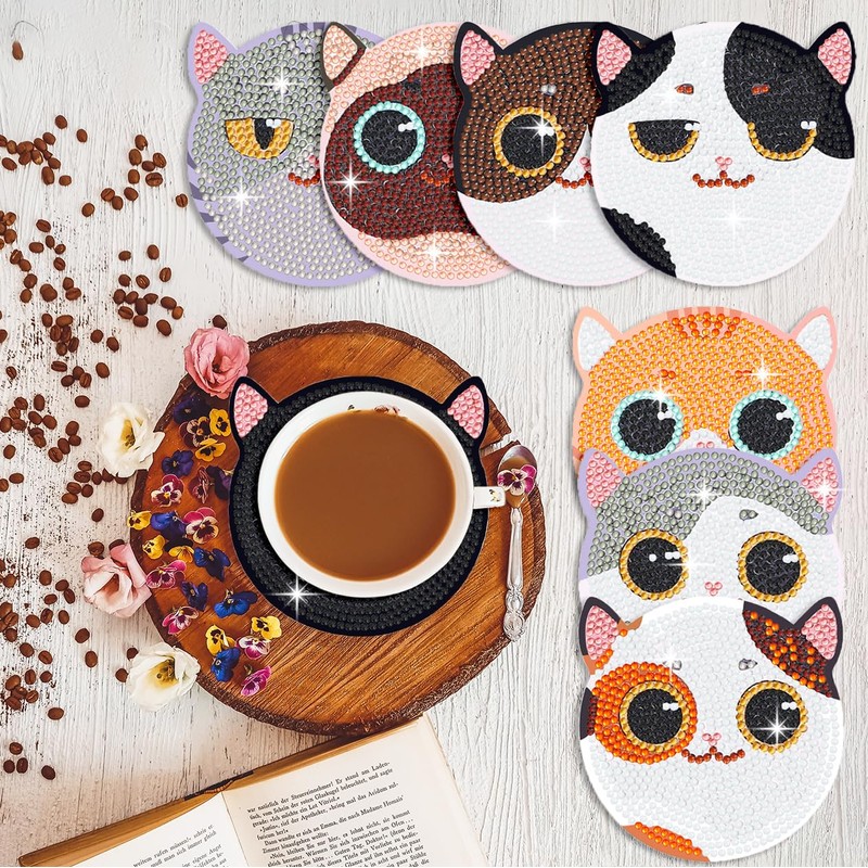 Muzagroo Art Diamond Painting Coaster with Holder, Diamond Art Kits