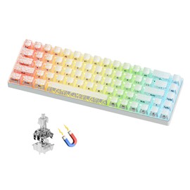 XVX HE68 Hall Effect Keyboard,Rapid Trigger Gaming Keyboard Mode Adjustable Actuation, 8KHz Polling Rate, 60 Percent Wired RGB Backlit Mechanical Key board w IMD Keycaps for Mac/Win-White- Ice Crack