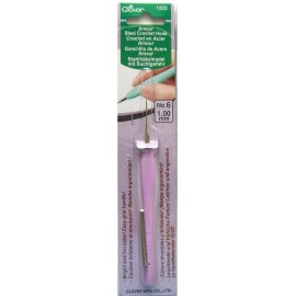 Clover Amour Steel Crochet Hook - Size 0 to Size 12 Choose your Size or Take All - Size No. 6 (1.00mm)