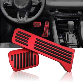 NYZAUTO - Juego de almohadillas para orejas de pedal antideslizantes de rendimiento compatible con Mazda 2 3 6 CX3 CX5 CX9, cubiertas de pedal de acelerador de gas y freno de aluminio sin perforación,
