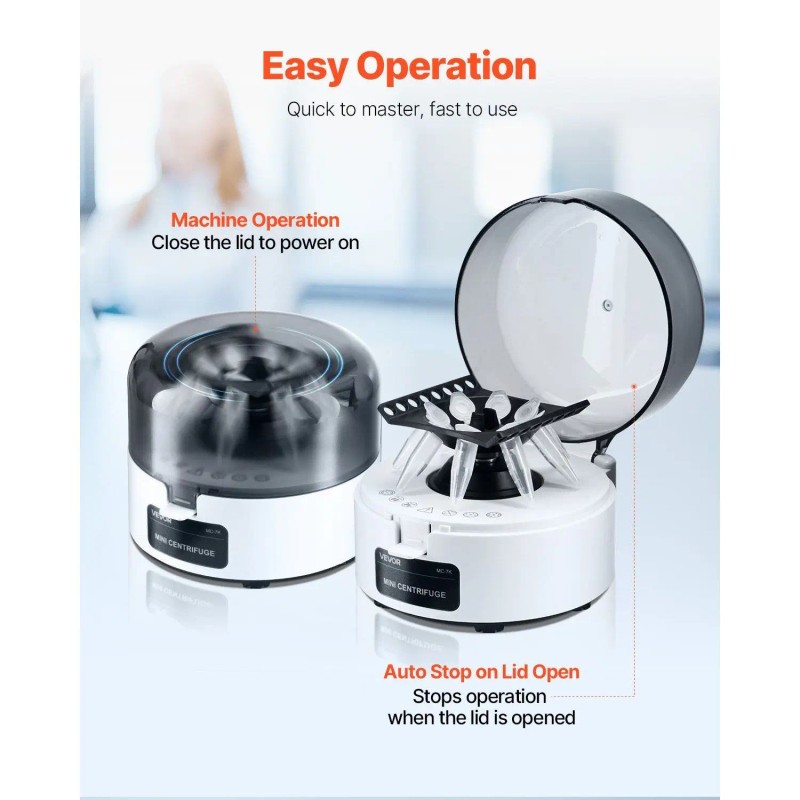 Mini Electric Laboratory Centrifuge Machine 3013xg RCFO 2-in-1 Rotor 0.2/1.5/2ml