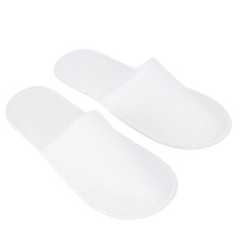 POCREATION Spa Slippers, 50 Pairs Plush Closed Toe Disposable Slippers Fit Size for Men and Women for Hotel Home Guest Used, White Non-Slip Slippers