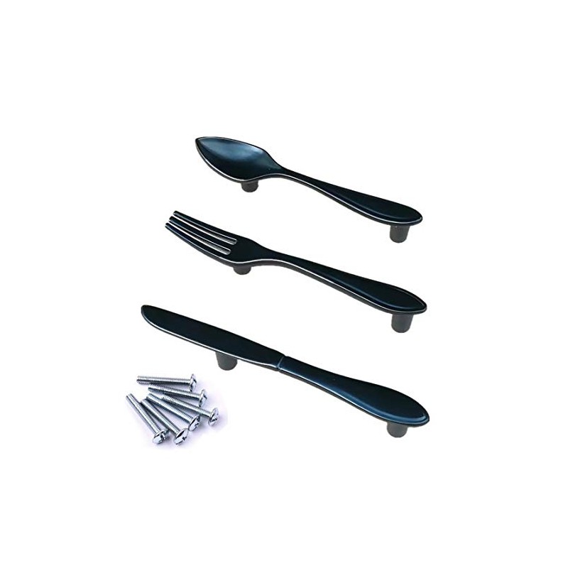 3Pcs DIY Creative Spoon Fork Knife Kitchen Cabinet Closet Drawer