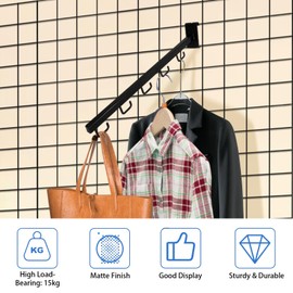 7RiversART 5 Pack Gridwall Waterfall Faceout with 5 Hooks Gridwall Clothes Hanger Gridwall Accessories Square Tubing Straight Arm Gridwall Waterfall Hooks Hangers for Home Shop Retail Display