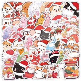 50 PC Christmas Stickers for Kids Teens, Round Seal Label Stickers Different Christmas Santa Claus Stickers 1 inch Cute Self Adhesive Gift Stickers Envelope Seals Paster Motivational Rewards-1