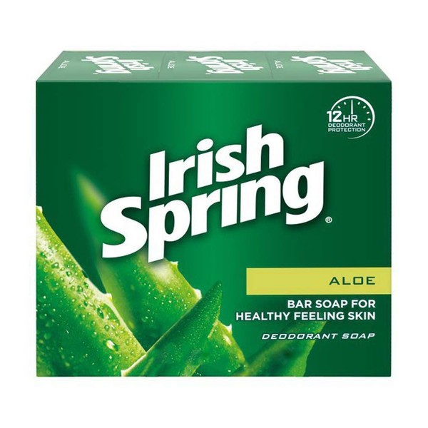 Irish Spring Deodorant Soap Bars w/Aloe, 3.75 oz bars, 3 ea, Aloe Vera, 11.25 Oz (Pack of 18)