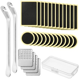 Cosmos Bike Tire Repair Kit Glueless Bicycle Inner Tube Repair Kit with 24 Self Adhesive Tire Patches, 4 Metal Rasp and 2 Tire Lever, Portable Tire Patch Tool Kit for Motorcycle Mountain Road Bike