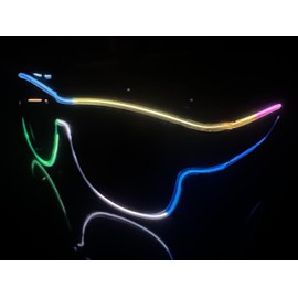 GogoRavers™ LED Glasses Wireless Shades (3 Flash types) Glowy Party (Dark Lens) Luminous Blink Light 3D LED Club DJ Rave Festival Eyewear (Colourful)