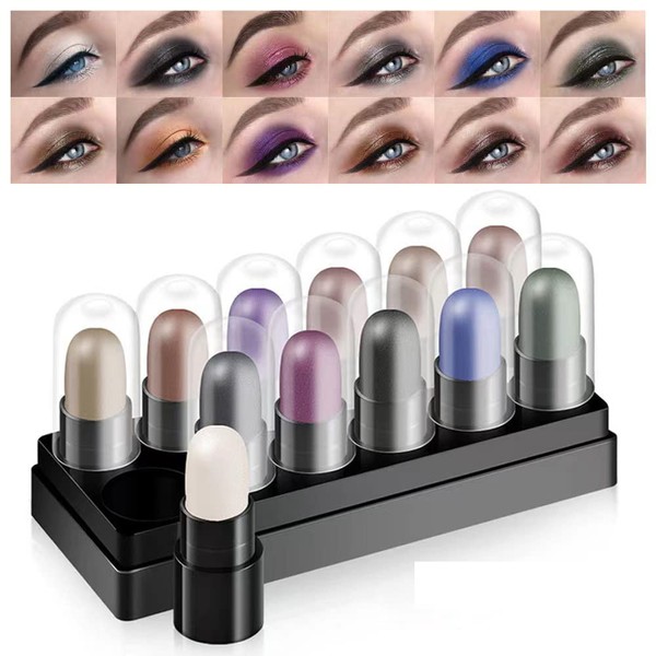 12 Color Eyeshadow Stick Set, Long Lasting 24 Hours Eyeshadow