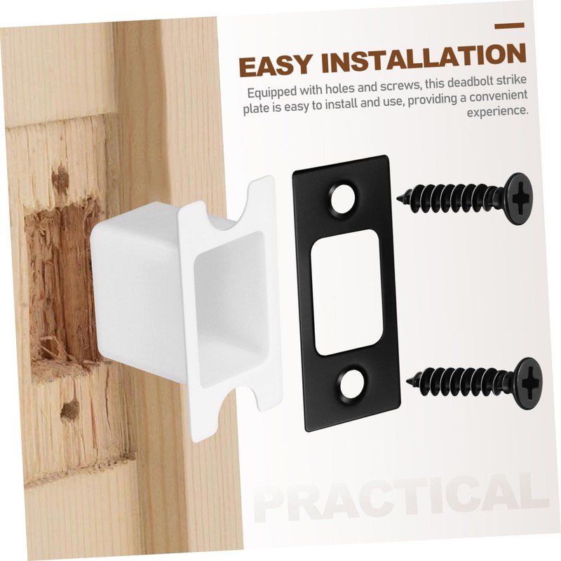 LALAFINA Black Gusset Screw Security Strike Plate Flush Bolt Black