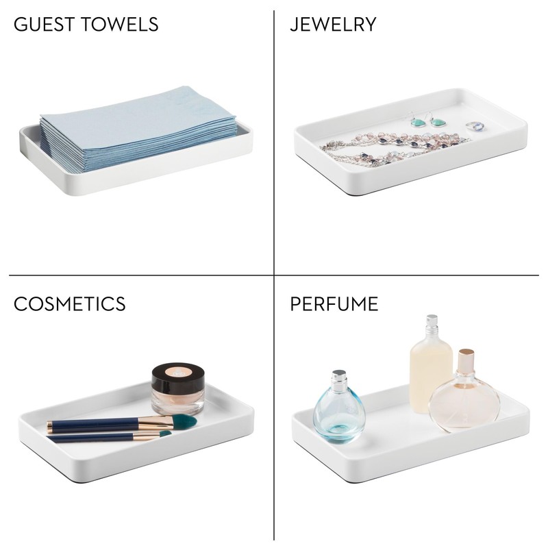 iDesign Stainless Steel Bathroom Tray for Towels, Cosmetics, and Accessories,