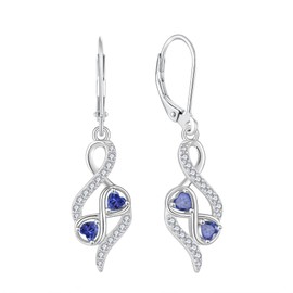 BELRYO Infinity Leverback Women's Earrings 925 Sterling Silver Dangle Earrings Sparkling Cubic Zirconia Wedding Earrings for Bride December Birthstone Tanzanite Color