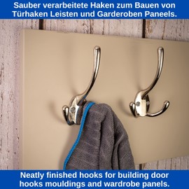 Screw Hooks 6 Pieces Silver Exterior 113 x 67 x 27 mm Triple Hooks with Wood Screws Coat Hooks for Door Bathroom Kitchen Hallway DIY Metal Hooks Jacket Hooks Gooseneck Screw Hooks