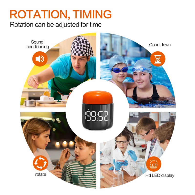 Table Twist Timer, Large LED Display Stopwatch, Silent & Loud