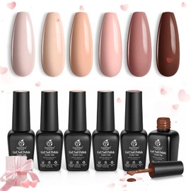Beetles Esmalte en Gel Kit-Juego de 6 Colores de Esmalte de Gel Desnudo Todas Las Estaciones Tonos de Piel Rosa Marrón Gel de Uñas Neutro Kit De Uñas de Gel Con Empapa Lámpara LED Regalo de Manicura DIY Para Mujeres