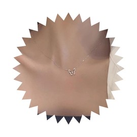 Yheakne Boho Tiny Crystal Butterfly Necklace Gold Butterfly Pendant Necklace Rhinestone Butterfly Choker Necklace Hollow Butterfly Collar Necklace Jewellery for Women and Girls, Zinc, No Gemstone