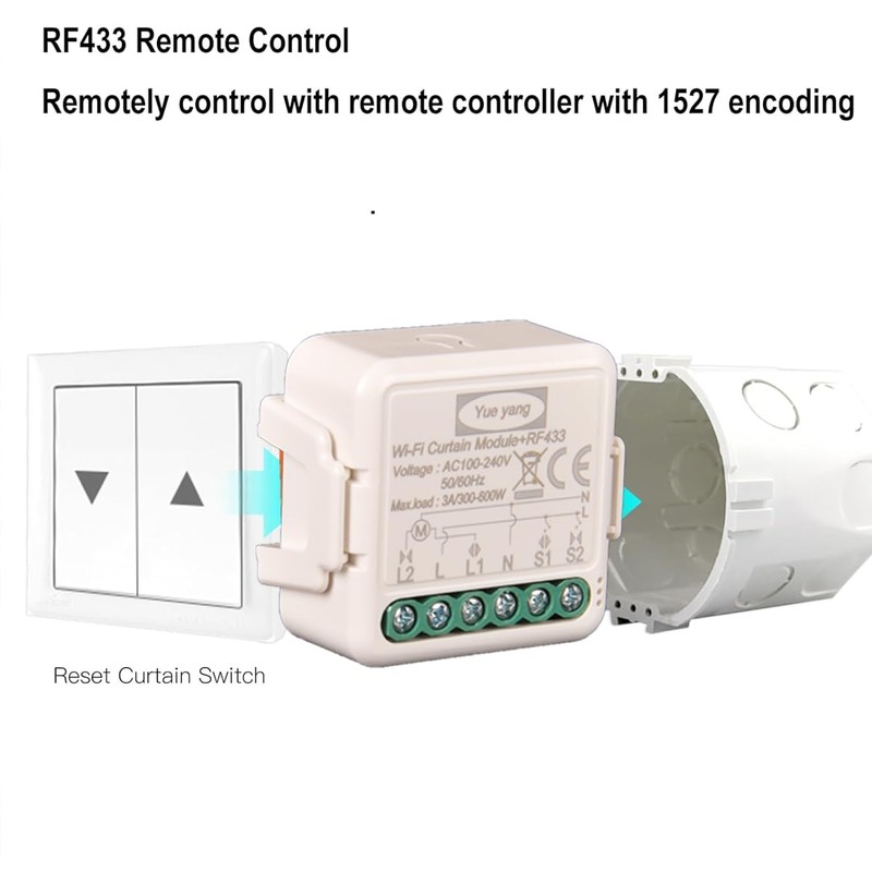 Yueyang Roller Shutter Switch with RF Remote Control, Wireless Module