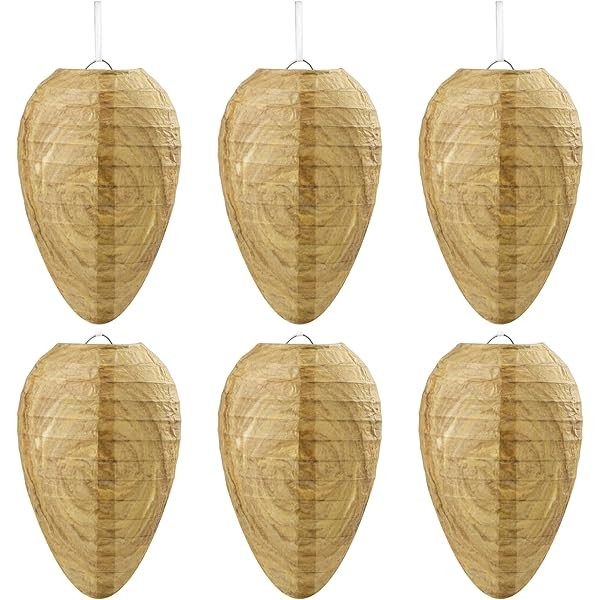 3/6/12 Pack Mini Size Paper Wasp Nest Decoy Hanging Fake