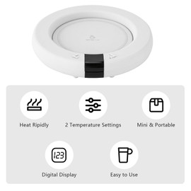 Elektrischer Tassenwärmer mit 2 Temperaturstufen, Getränkewärmer, Kaffeewärmer Getränkewärmer Tassenwärmer für Kaffee, Milch, Tee (Weiß, 12.6cm)