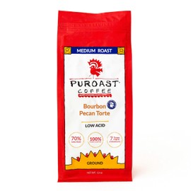 Puroast Low Acid Coffee Flavored Coffee | Bourbon Pecan Torte Ground | Medium Roast | High Antioxidants & High pH |No Bitter Aftertaste | Reduced Heartburn & GERD | Suitable for Cold Brew - 12 oz
