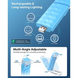 Moyudianzi Book Lights with Thumb Page Holder for Reading at Night in Bed, 3 Colors USB Rechargeable, Modern, Blue